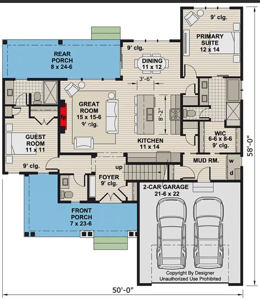The Hidden Valley main level floor plan